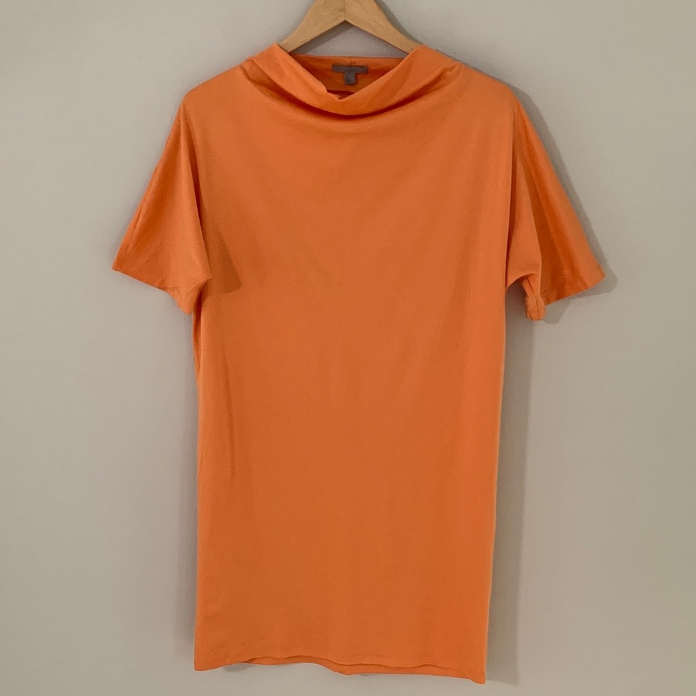 COS Draped Neck Midi T-Shirt Dress Size Small Melon Orange Casual Minimalist